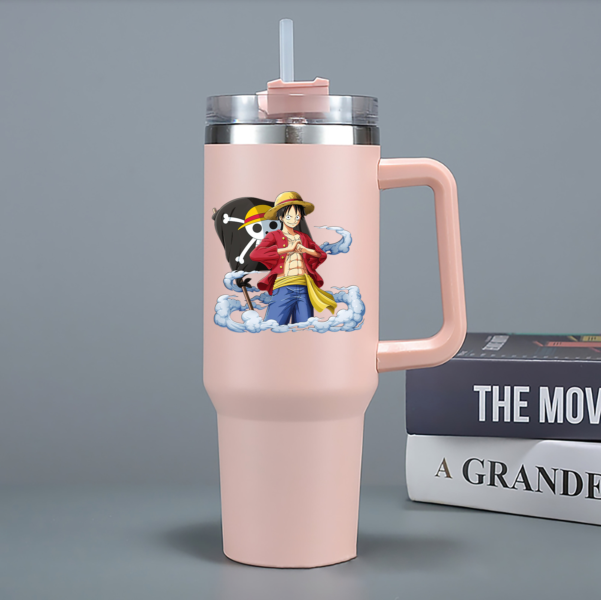 ワンピース モンキー・D・ルフィ ONE PIECE Monkey D. Luffy 1200mL車用タンブラー - クリスタルステッカー（プラスチックストロー付き）